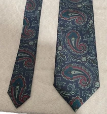 Andrews Inc Glendora Men’s neck Tie All Silk Hand Made In USA Paisley Blue Multi