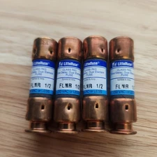 LOT OF 4 LITTLEFUSE FLNR 1/2A CLASS RK5 TIME DELAY DUAL ELEMENT 250 VAC FUSE