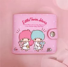 Cute Pink Cartoon Wallet  Little Twin Stars Style  Button Closure  Kawaii