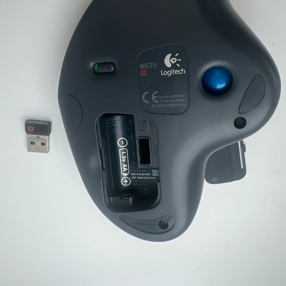 Logitech M570 Wireless Trackball Ergonomic Mouse with Receiver Tested Works! - Image 2 of 4