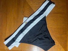 PilyQ Black White Colorblock Bikini Bottom Stretch Size M. B41