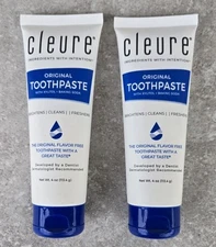 Lot 2 FRESH SEALED Cleure Original Natural Toothpaste Flavor & Fluoride Free 4oz
