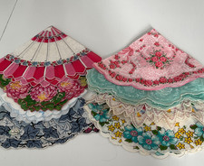 Vintage Ladies Hankies Lot Of 8 ROUND SCALLOPED EDGE FLORALS OUTSTANDING