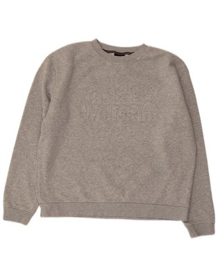 JACK WOLFSKIN Womens Loose Fit Graphic Sweatshirt Jumper UK 18 XL  Grey BG15