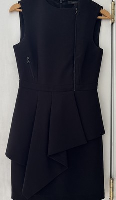 BCBG MAXAZRIA Womens Dress Black Nikki Zip Front Peplum Sz 4 Sleeveless Stretch