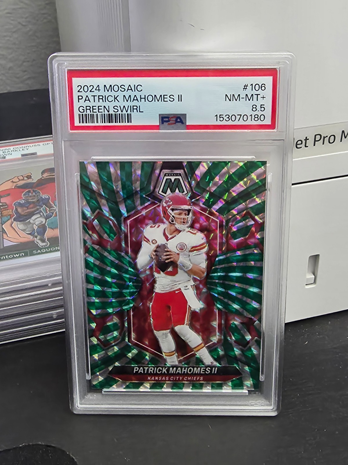 2024 FOTL Mosaic Green Swirl Rookie PATRICK MAHOMES  /13 PSA 8.5