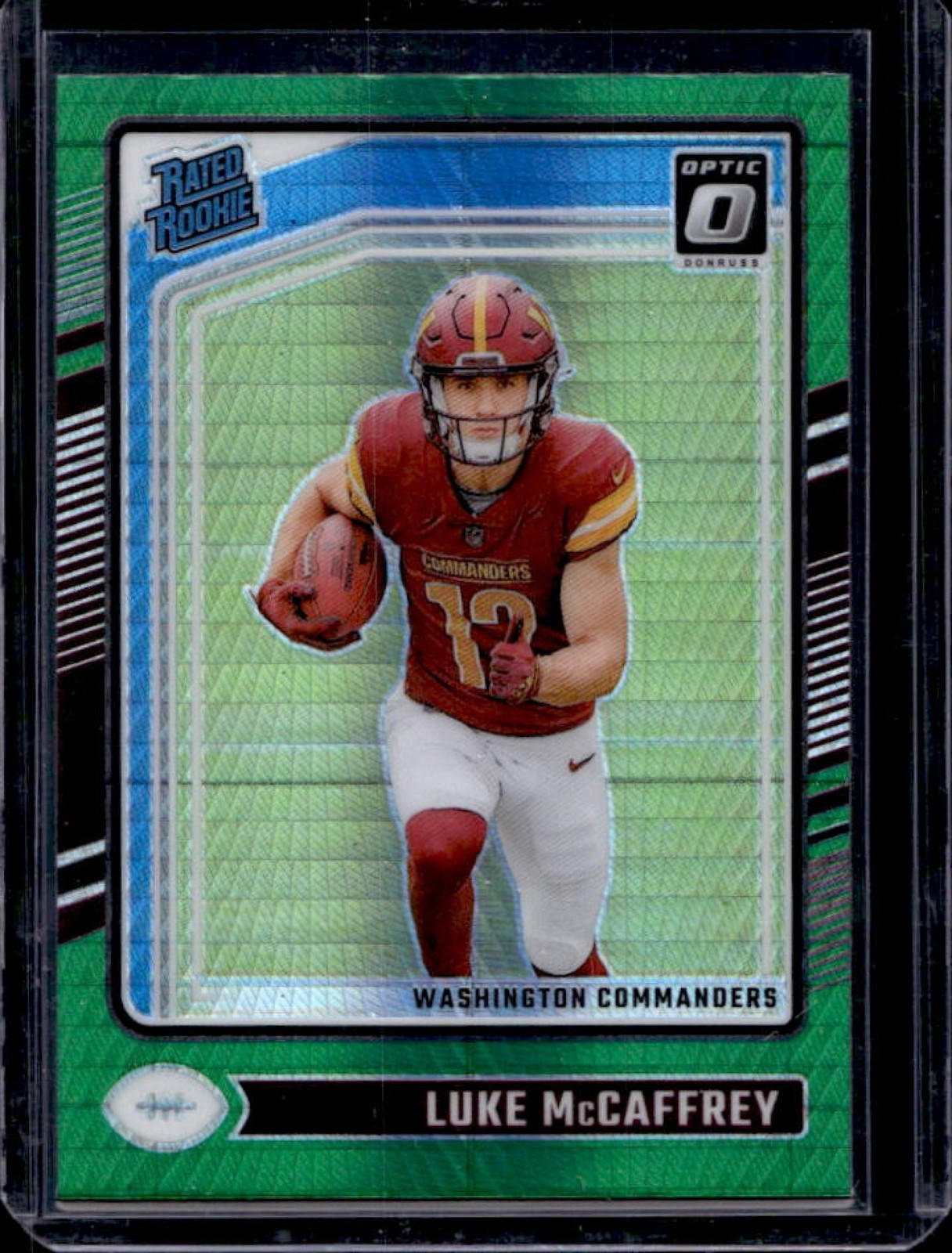 2024 Donruss Optic Luke McCaffrey Green Hyper Rated Rookie #268 Commanders