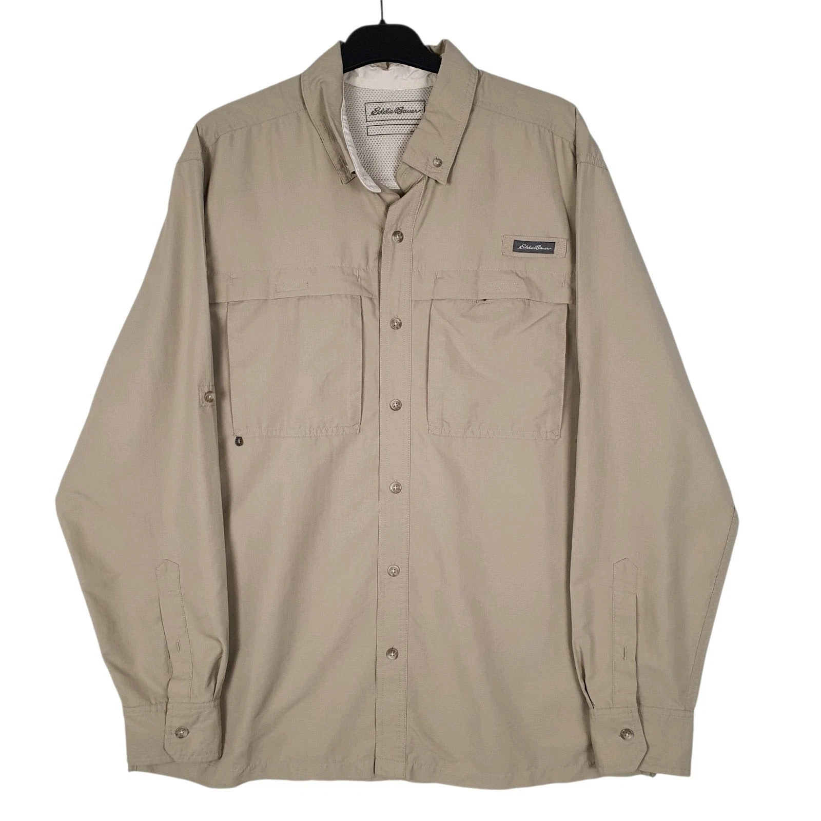 EDDIE BAUER Brown Shirt Hiking Long Sleeve Cotton Mens L