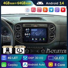 Autoradio 4+64G 8-Core Android 14 RDS GPS Navi DAB+ Kam per VW GOLF Plus 521 5M1