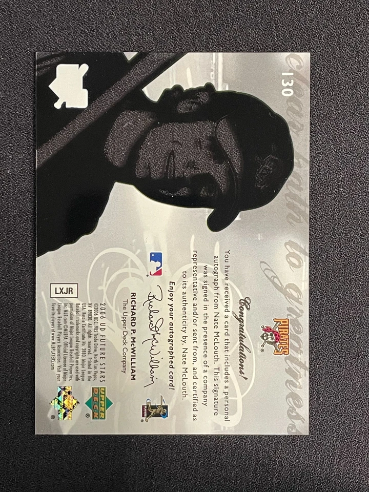 Nate McLouth 2006 Upper Deck Future Stars #130 Autograph Rookie Card - Image 2 of 2