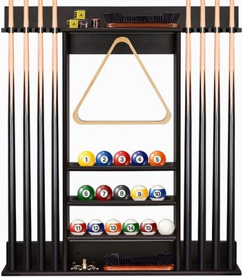FoverOne Pool Cue Rack, Bamboo Wall Mount Pool Sticks Holder, Holds 8 Cues an...