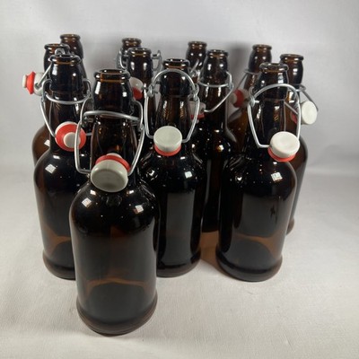 Swing Top Glass Bottles, 12 Pack Flip Top Beer Bottles with Airtight Lids,16 Oz