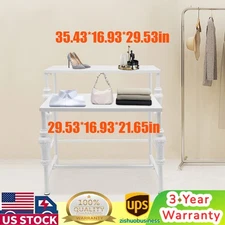 Modern Standing Display Rack, Retail Clothing Shop Display Tables White 2Pcs