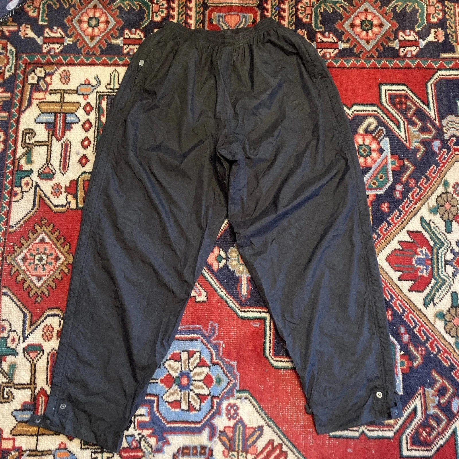 Vintage Adidas Mens XL Black Golf Rain Pants Full Zip Snap Off Pant Outdoors