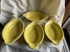 4 Fiesta Ware Sunflower Yellow Au Gratin Individual Baking Dish Casserole