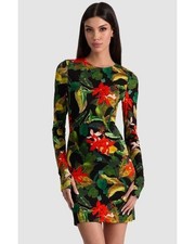 Alice + Olivia Delora Tropical Print Multi Mini Dress Sz 2 Print Multi