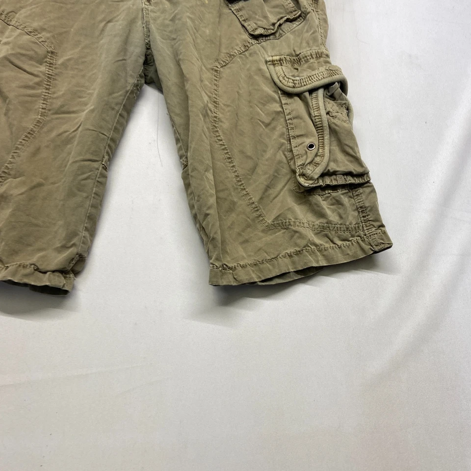 Ditch Plains Cargo Utility Shorts Mens 34 Olive Green Cotton Zip Fly Mid Rise - Image 2 of 4