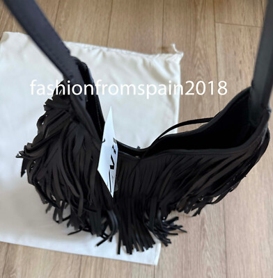 ZARA NEW WOMAN FRINGED SHOPPER BAG BLACK 6030/410/800 | eBay