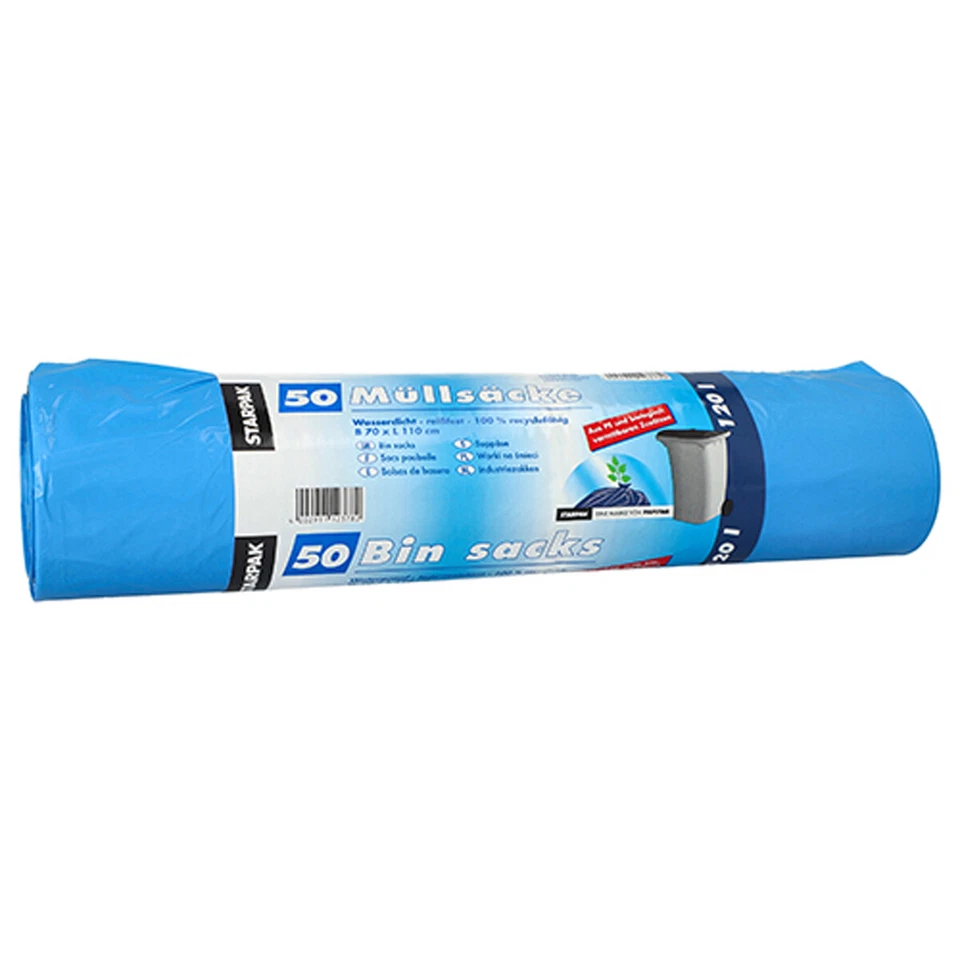 Papstar Sacs à Ordures Bleu Hdpe 120 L - Photo 1/1