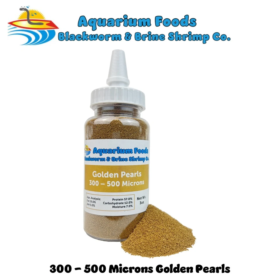 Perlas doradas 300-500 micras para alevines, juveniles, corales, tanques de arrecife. Botella Foto 3 de 4