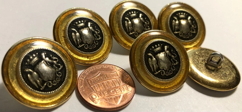 6 botões de haste heráldica de metal tom dourado vintage resina transparente com tampa 7/8" 23mm 12390 - Imagem 3 de 4