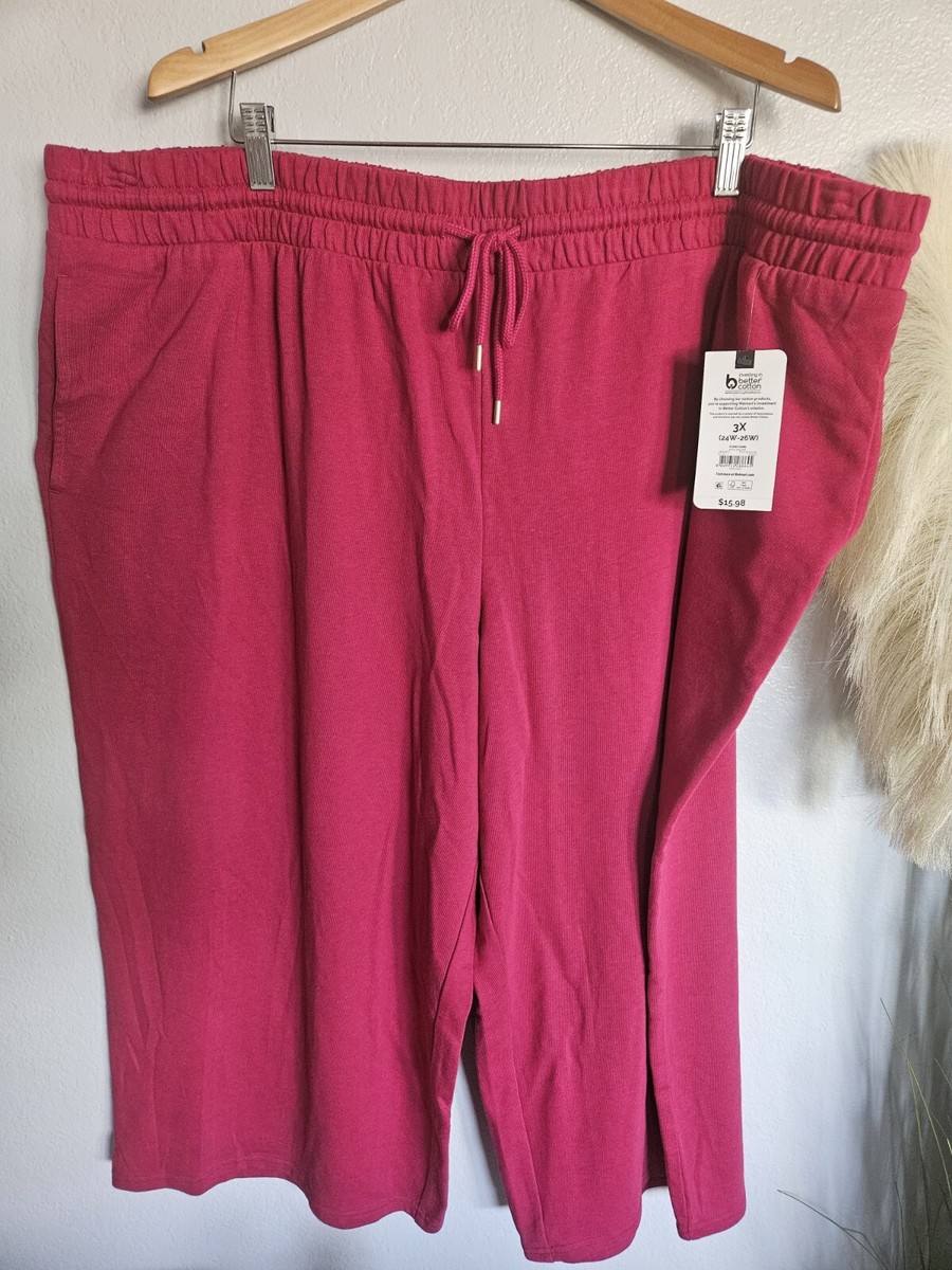 Terra Sky Women's Rose Pull On French Terry Cloth Capri Pants Size 3X New