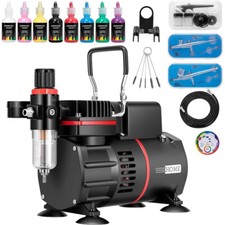 Airbrush Kit Set w/ Dual Fan Air Compressor 3...
