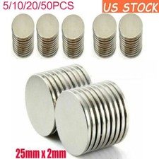 5-50Pack N35 Super Strong Round Disc 25mm x 2mm Magnets Rare Earth Neodymium US