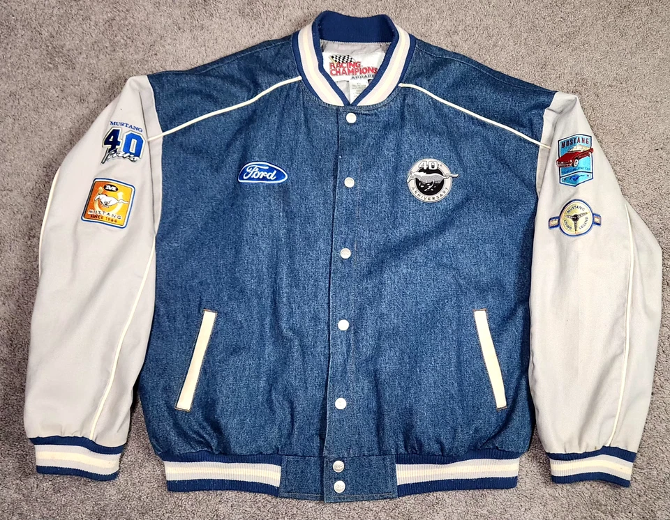 Ford Mustang 40th Anniversary Racing Jacket Champions Coat Mens Xxl Denim - Image 2 of 4