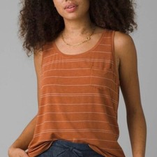 NWT Prana Foundation Scoop Neck Tank in Copper Heather Stripe - Size Small