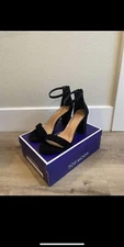 Top Moda Womens Black Ankle Strap Heels Size 7.5 (6031778)
