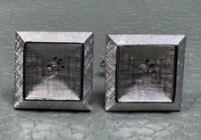 Vintage Classic Picture Frame Brushed Finish White Gold Plated Cuff Links