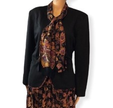 Pablo Collection Retro Vintage Fall Jacket, Skirt, Scarf Set Size 14