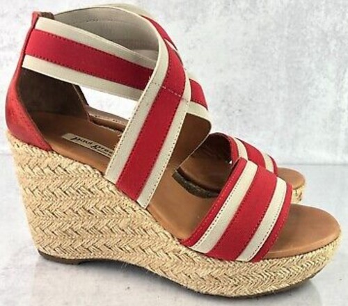 Paul Green Womans Monique Espadrilles Red White Wedge Sandals Size 8.5 US/6 UK - Picture 4 of 12