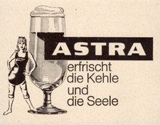 124/688 ANZEIGE AUS EINER ZEITUNG WERBUNG ASTRA BIER HAMBURG ALTONA JUNGE FRAU