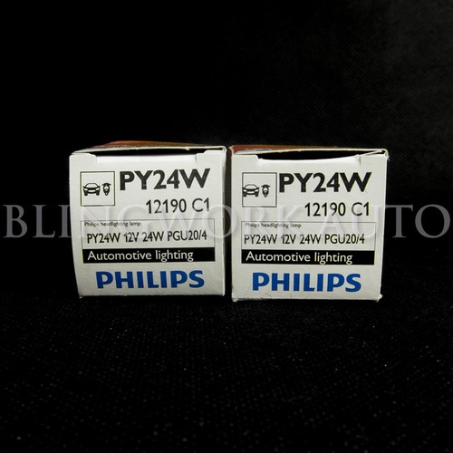 2pc Philips PY24W OEM Factory AMBER Indicator Turn Signal Light Bulb Globe 12190 - Picture 4 of 7