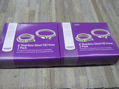 Smart Choice - 6' Stainless-Steel Washing Machine Fill Hose (2-Pack)x2 NEW seale