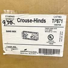 Box of 9 pcs - Crouse Hinds TP871 Three Gang Box 2-1/2" Deep, w/ 3/4" & 1" KO's