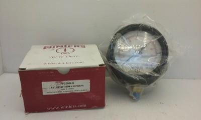 WINTERS PPC5082-G PROCESS PRESSURE GAUGE 4-1/2'', 1/4'' NPT 0-30 PSI/KPA BLACK NIB