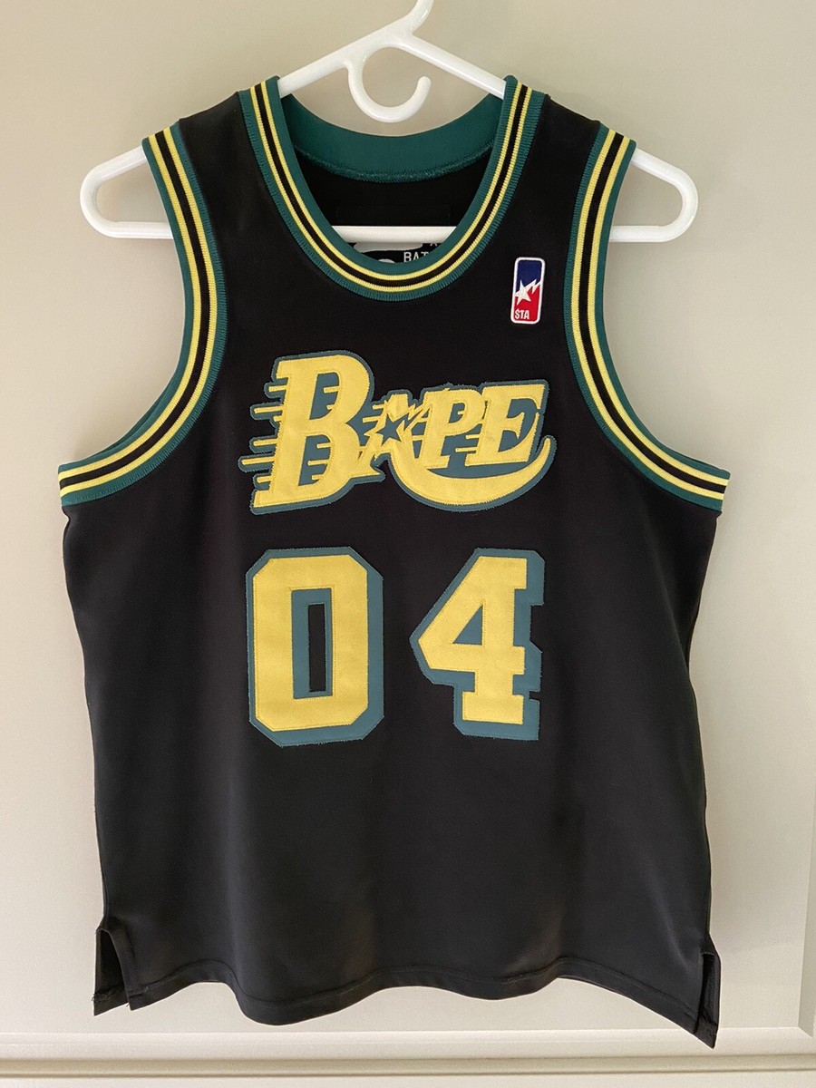 BAPE #04 Black/ Yellow/ Green Size Small Jersey | eBay