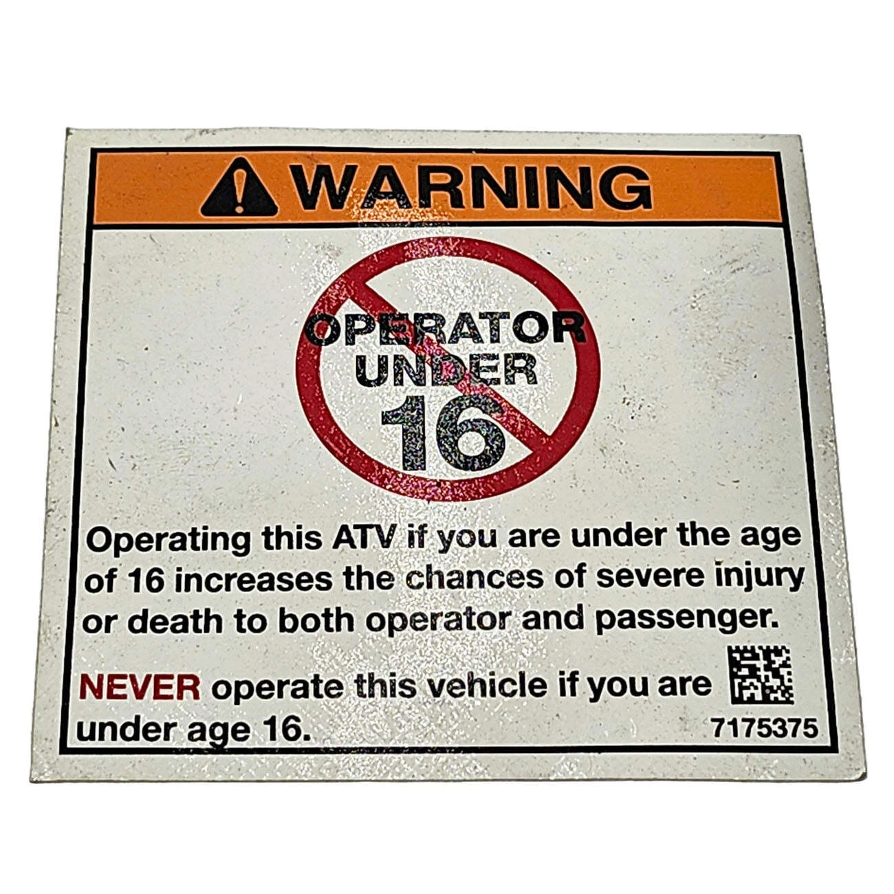 Decal, Age Warning, Adult, 2-Up