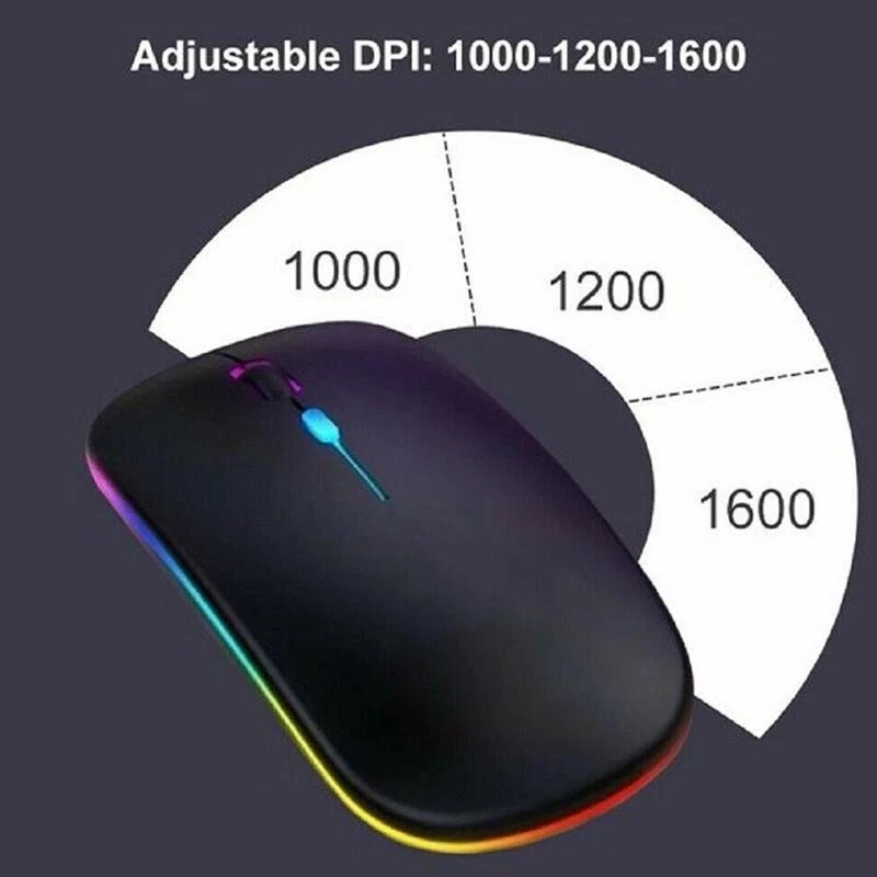 Tablet/Phone/Computer Bluetooth Wireless Mouse USB Charging Luminous 2.4G RGB UK - Image 3 of 4