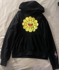 J Balvin x Takashi Murakami Yellow Amarillo Flower Hoodie Black Size XSmall