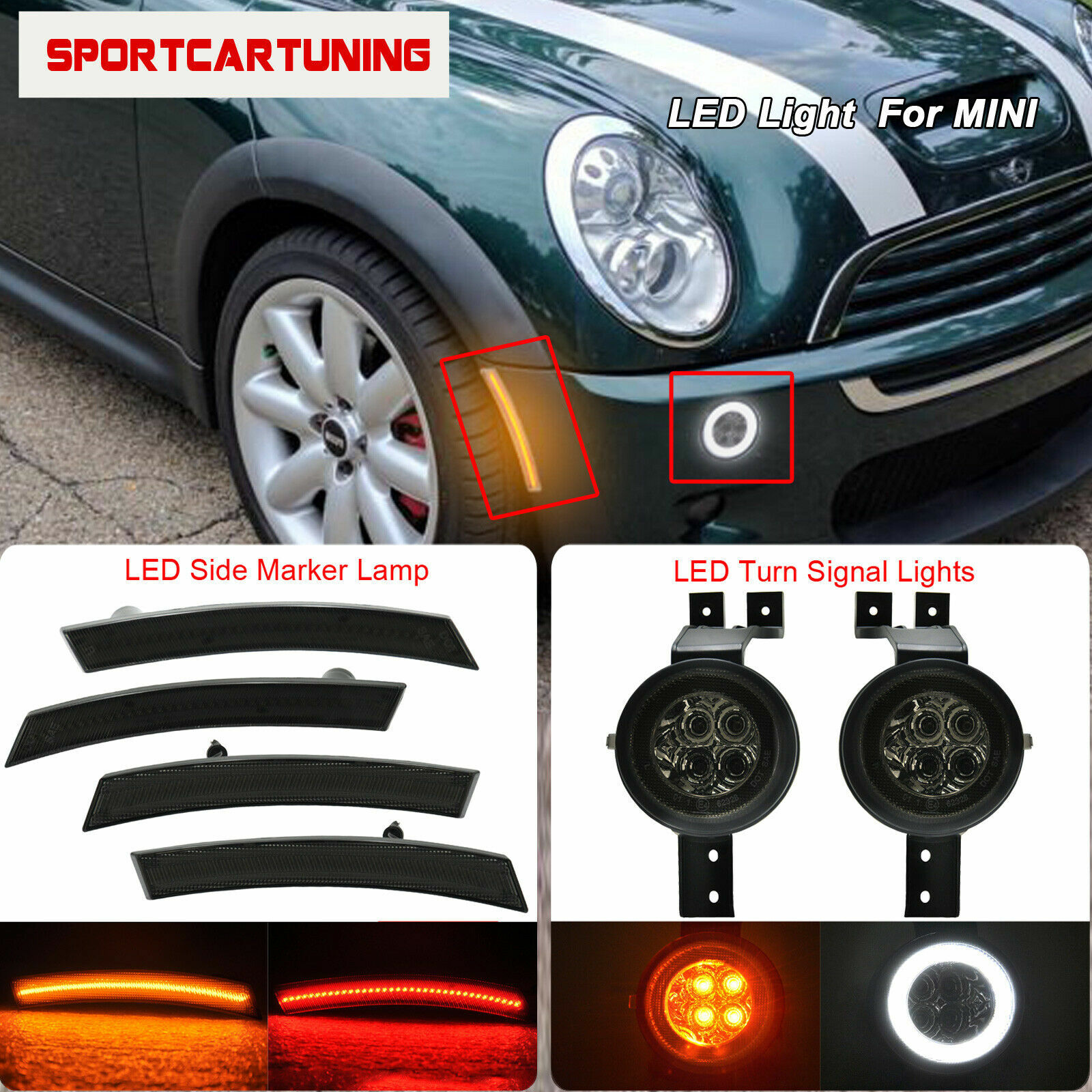 njssjd Canbus Smoke LED Seitenblinker Repeater Lichter für Mini Cooper R50  R53 2001-2006 R52 2004-2008 Frontfender LED Seitenblinker Blinker Blinker  Lampen : : Auto & Motorrad