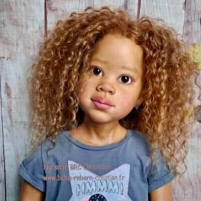 46'' Unfinished Reborn Doll Kits Dark Skin Toddler Girl Curly Hair Realistic Gift