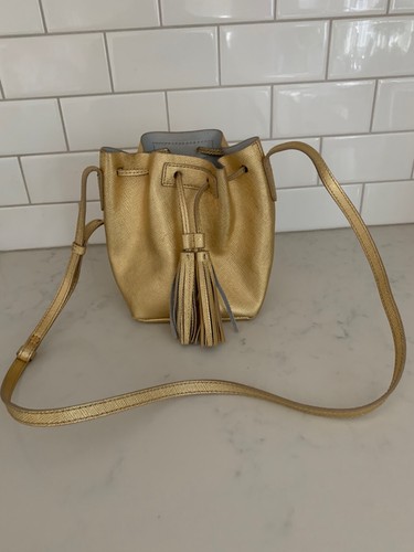 J.Crew gold leather drawstring tassel Crossbody purse handbag