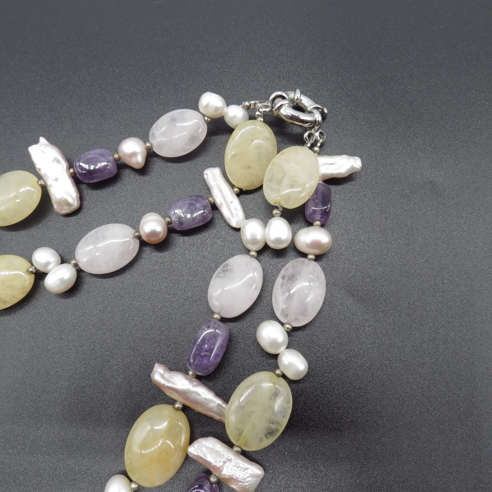 Assorted Gemstone Statement Necklace Amethyst, Ro… - image 15