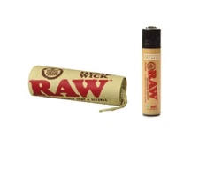 RAW rolling papers brand 20 ft. HEMP WICK + Mini RAW CLIPPER LIGHTER