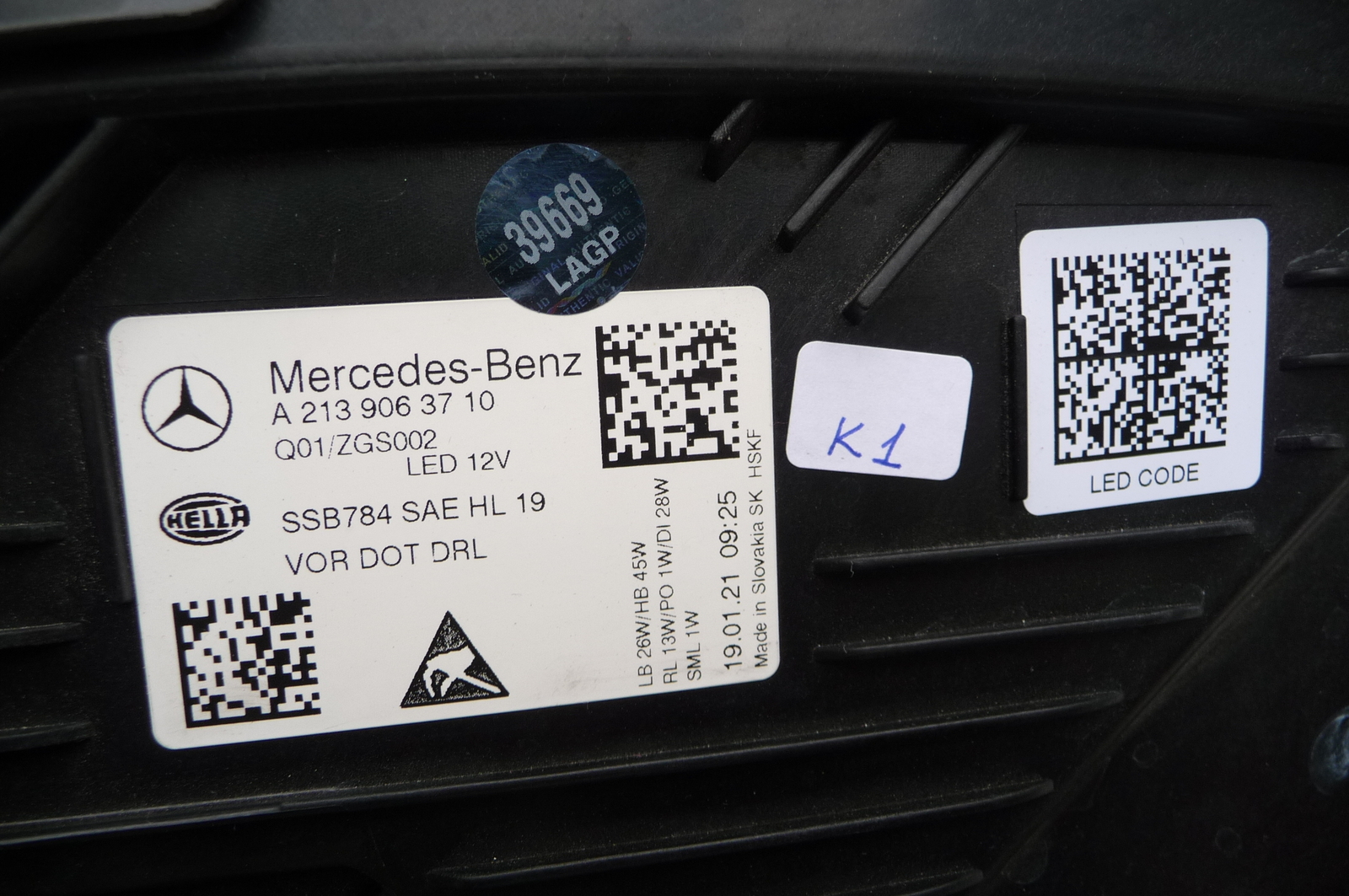 2021 Mercedes Benz E-Class W213 Sedan Left Bare LED Headlight 
