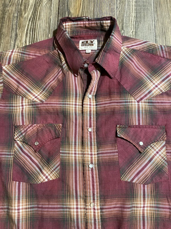 Camisa DE COLECCIÓN Ely Cattleman Perla Franela a Presión Cuadros Grande Roja Marrón Años 90 Usada en Excelente Condición Foto 2 de 4